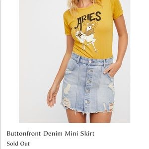 Buttonfront denim mini skirt free people